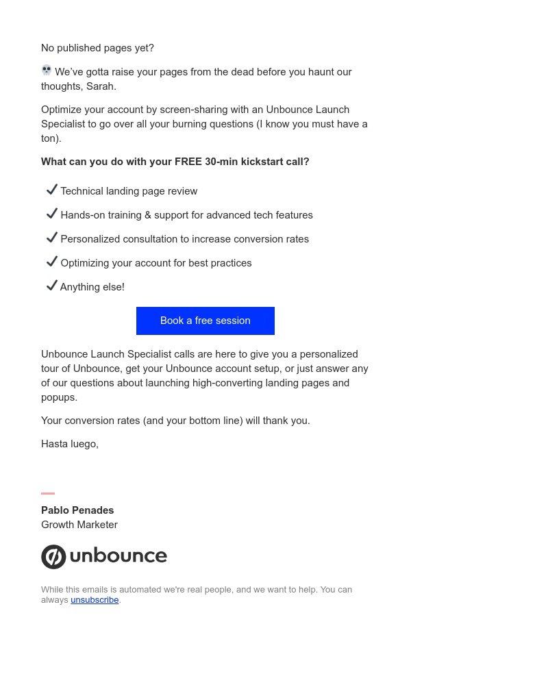 Unbounce - [FREE] Get one-on-one setup session with a Unbounce Launch Specialist