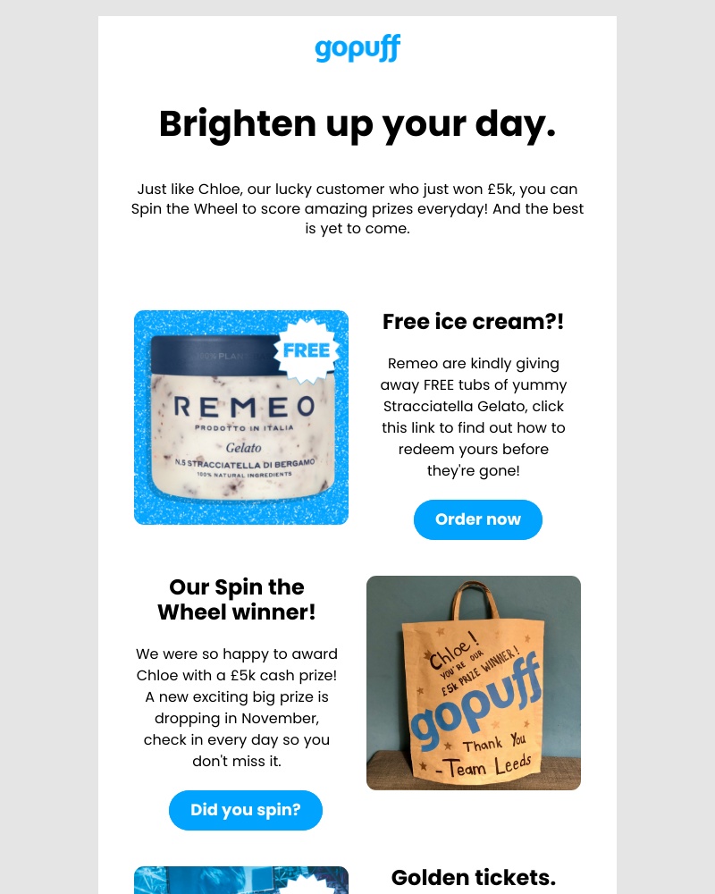 Gopuff - Free ice cream & more prizes coming your way 🎉