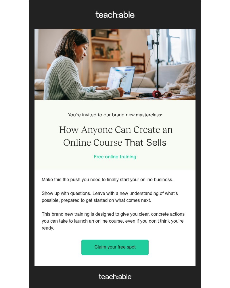 Teachable - Free training: Create an online course that sells