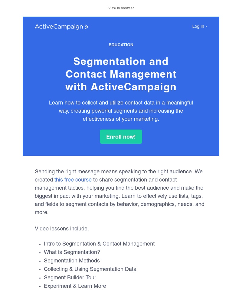  - [Free Training] Our segmentation and contact management course is live!