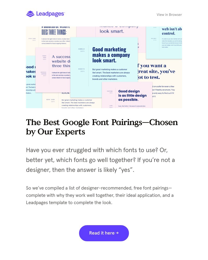 Leadpages - Friends don’t let friends use the wrong fonts. 