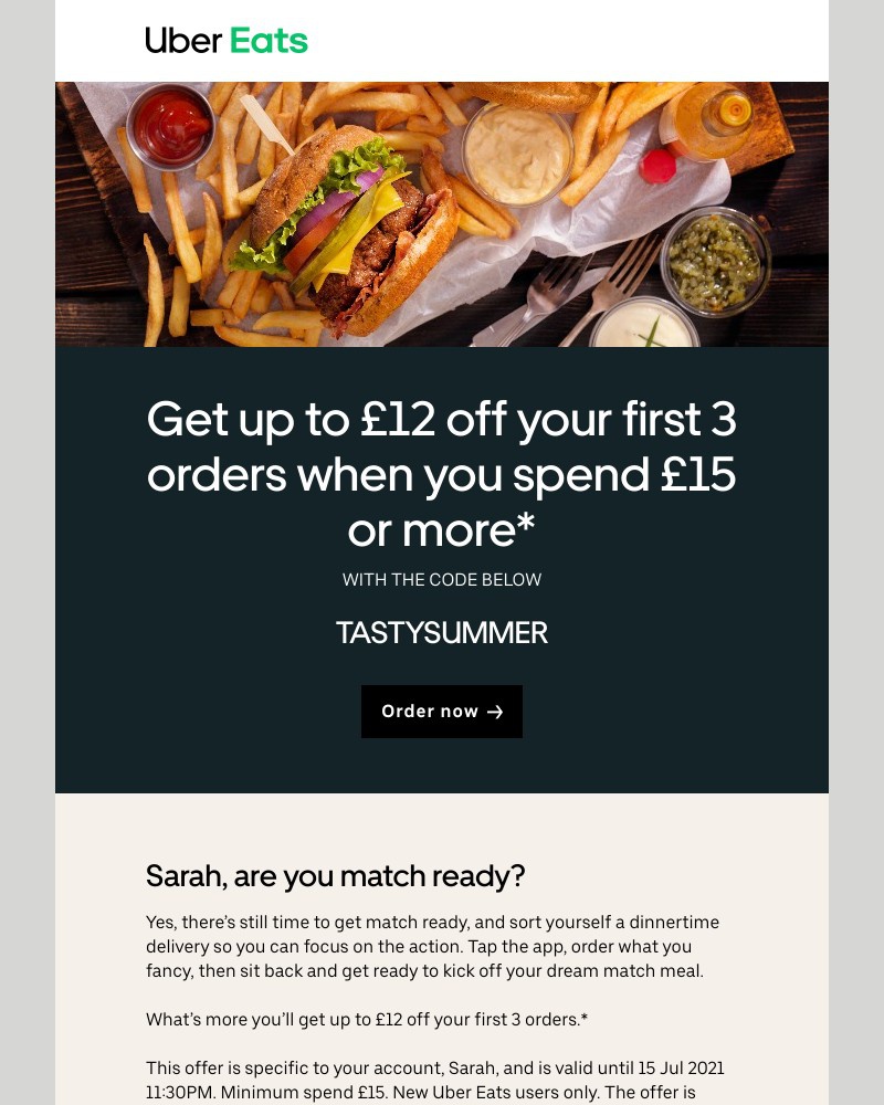 Uber Eats - Get  £12 off  your first 3 orders