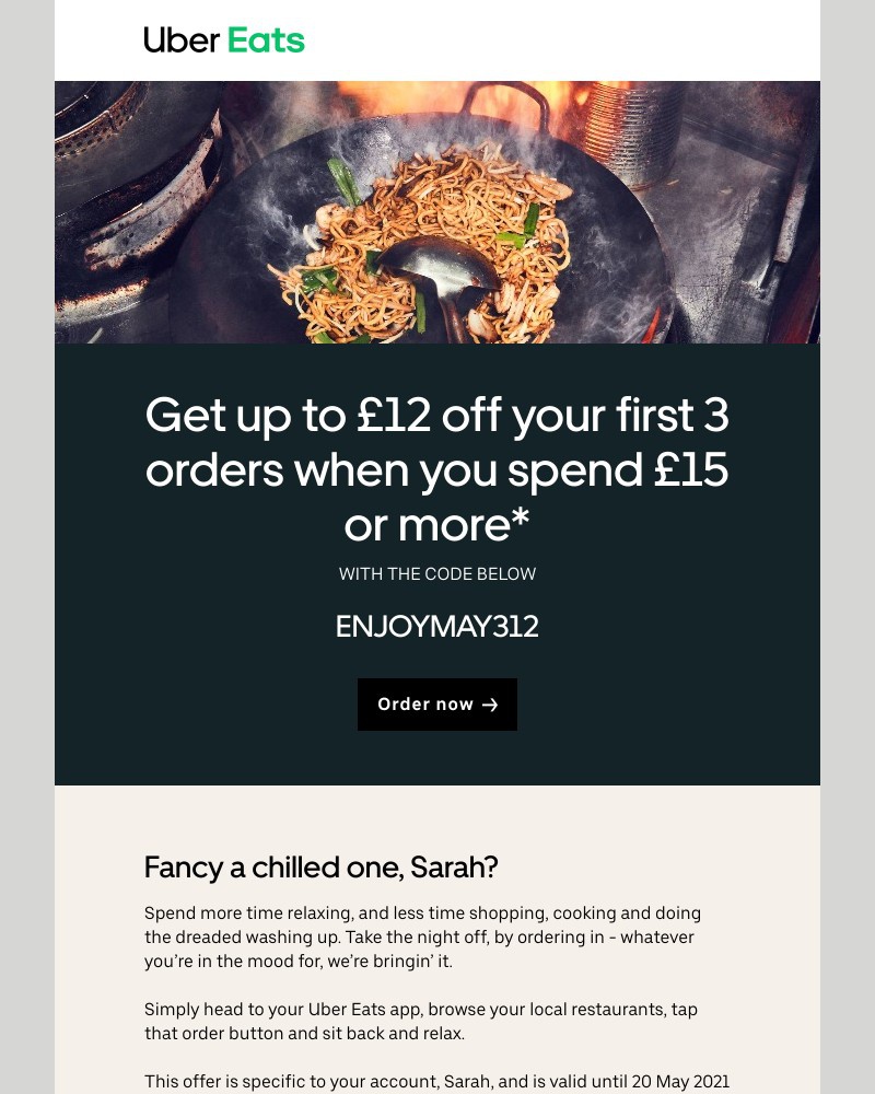 Uber Eats - Get  £12 off  your first 3 orders