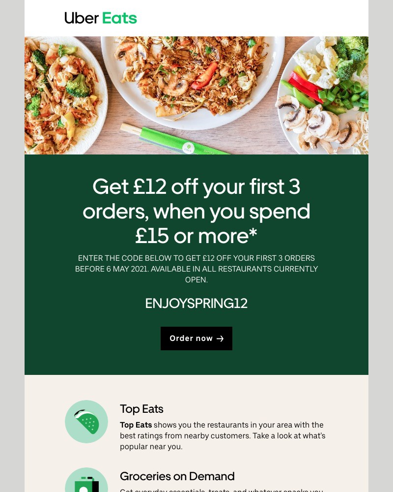 Uber Eats - Get £12 off your first local takeaway