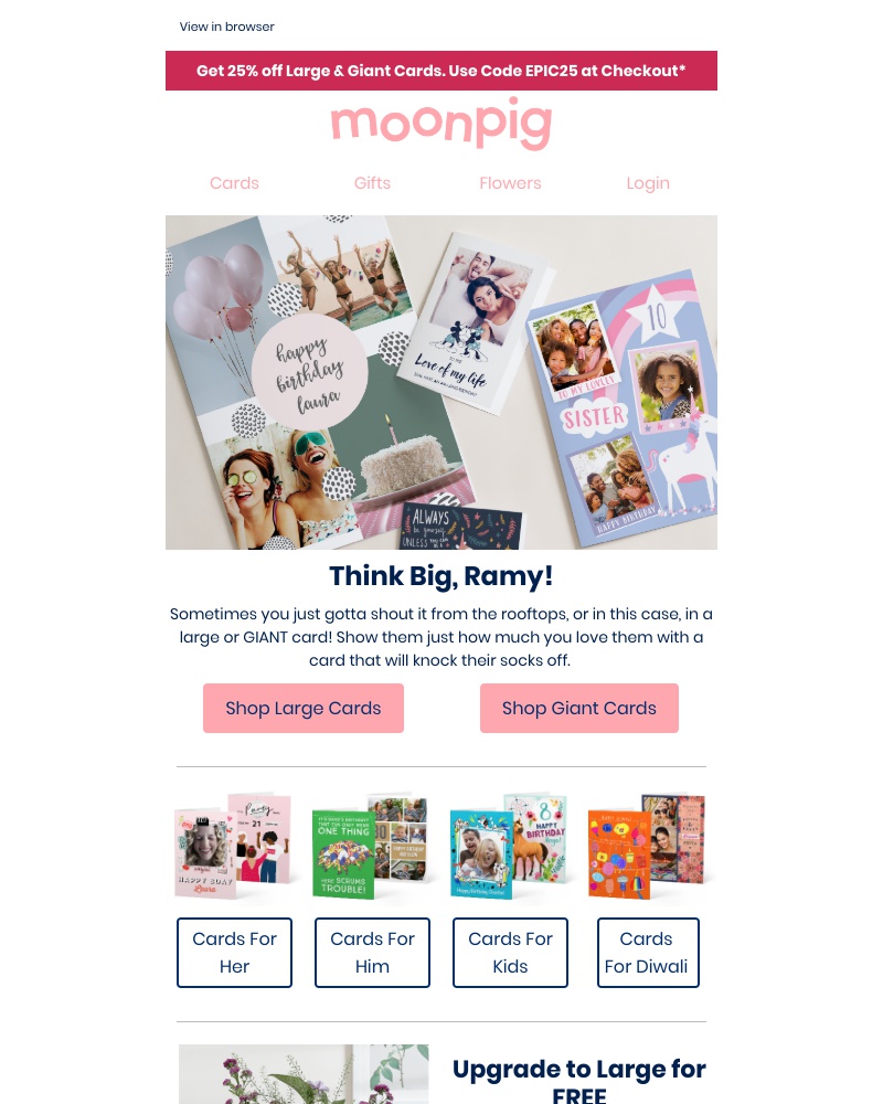 Buying something on Moonpig video screenshot