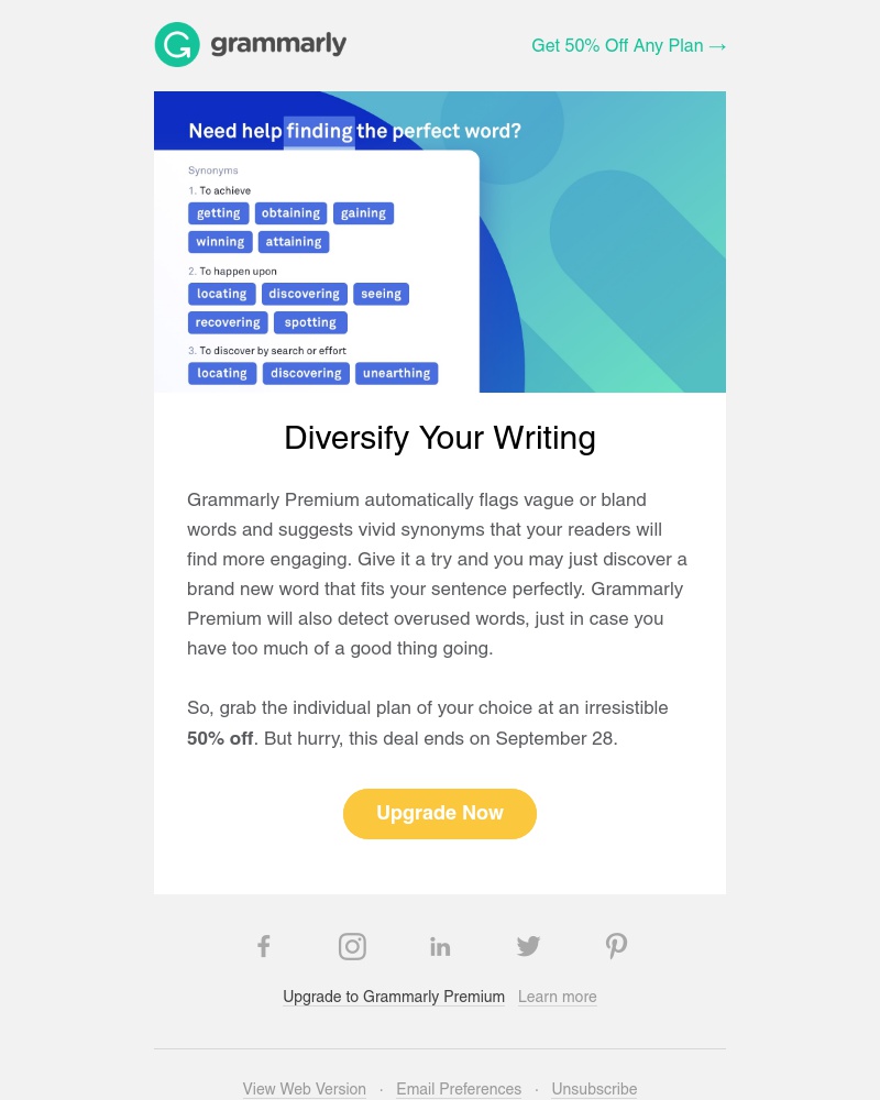 Grammarly - Get 50% Off Any Individual Plan + Ongoing Vocabulary Assistance