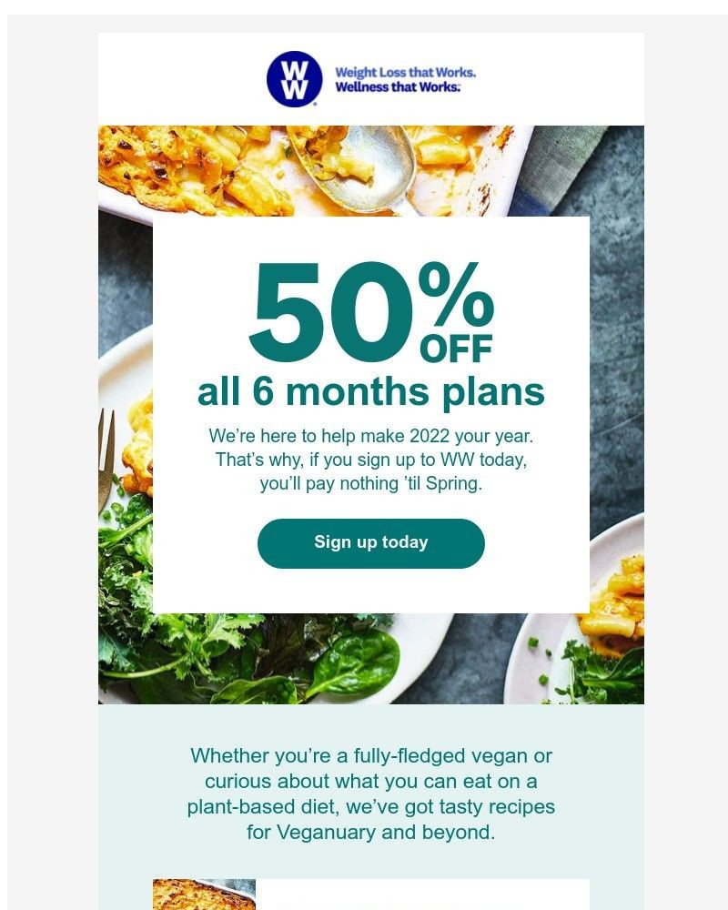 WW (Weight Watchers) - Get  6 months for half price TODAY!