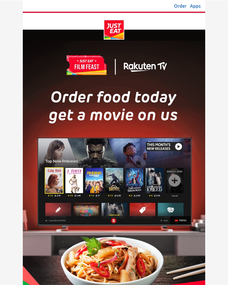 Just Eat - Get a movie on us when you order today