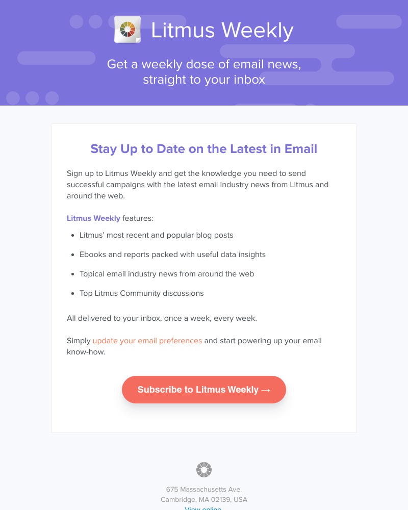 Litmus - Get a weekly dose of email news, straight to your inbox