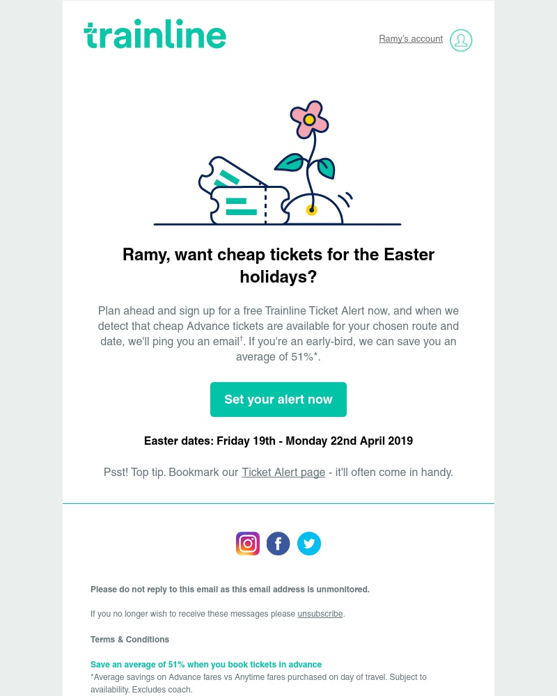 Trainline - Get cheap tickets for Easter holiday travel