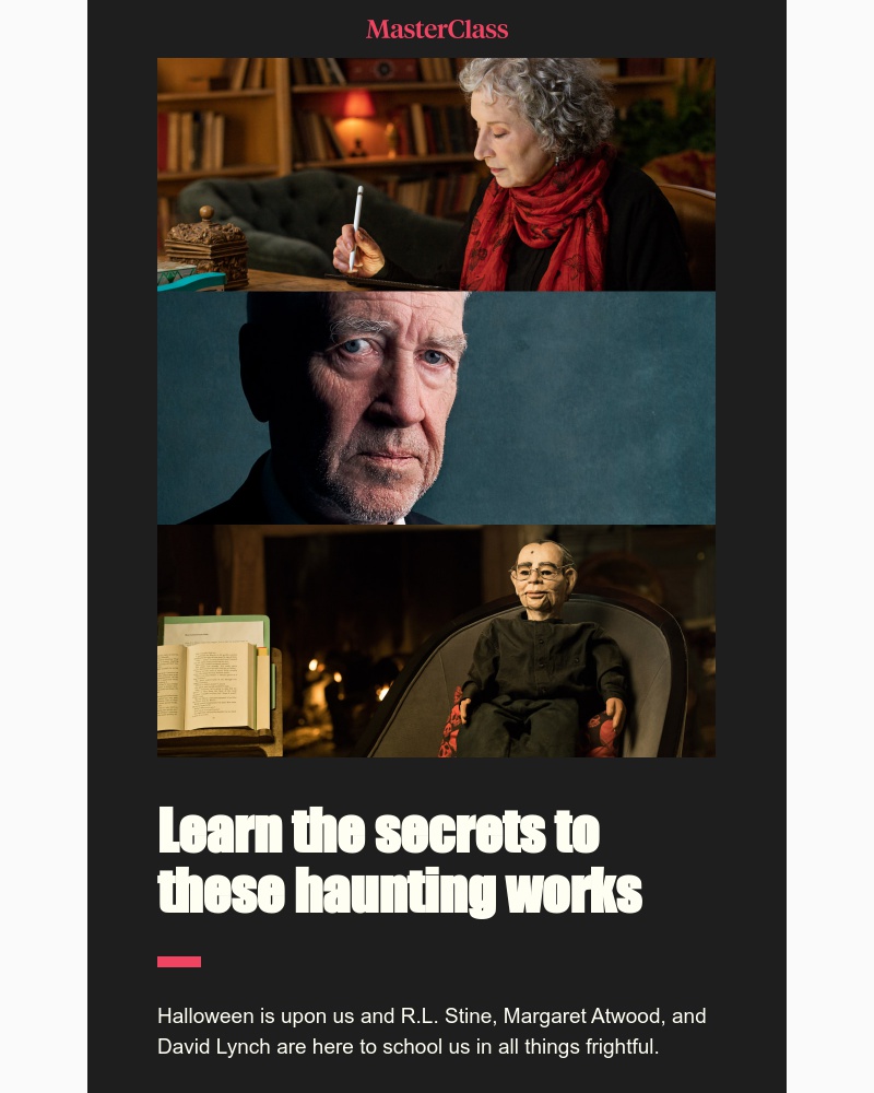  - Get in the halloween spirit on MasterClass!