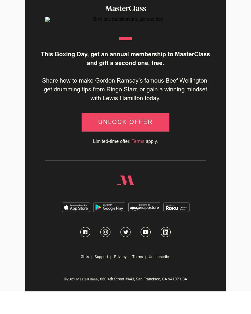  - Get one membership, give another free this Boxing Day
