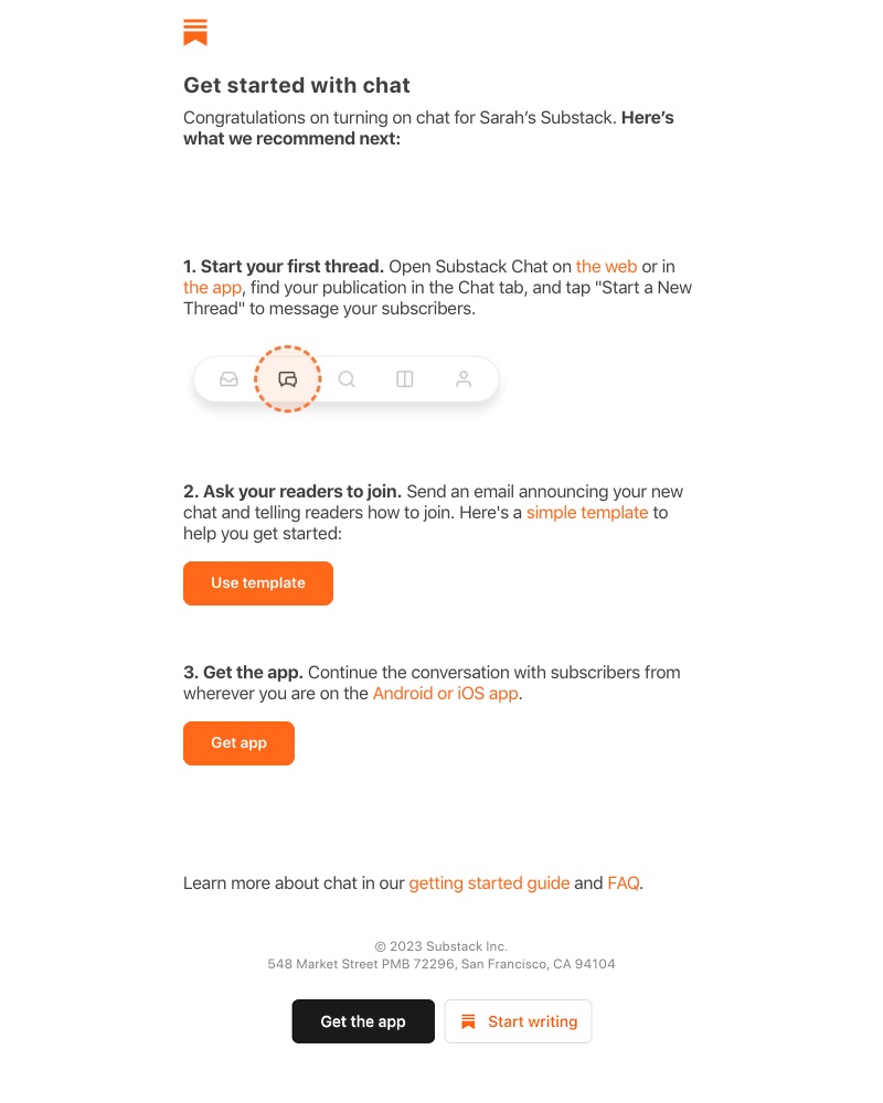 Substack - Get started with chat