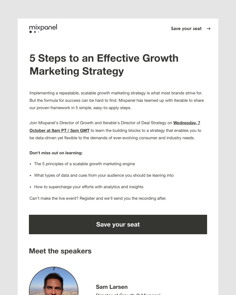 Mixpanel - Get the 5-step formula for effective growth marketing – join on 7th Oct.