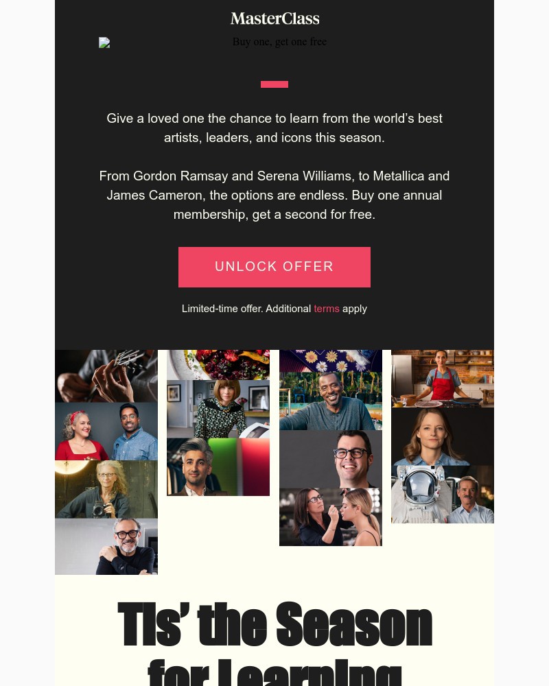  - Get two MasterClass annual memberships for the price of one