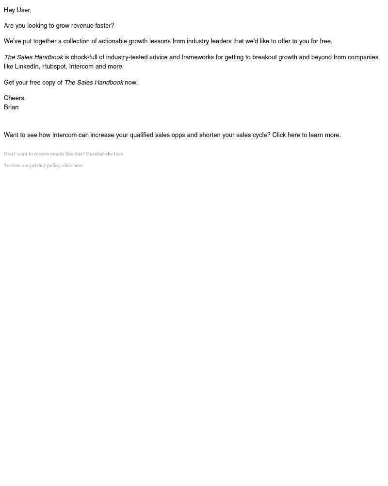 Intercom - Get your free copy of The Sales Handbook