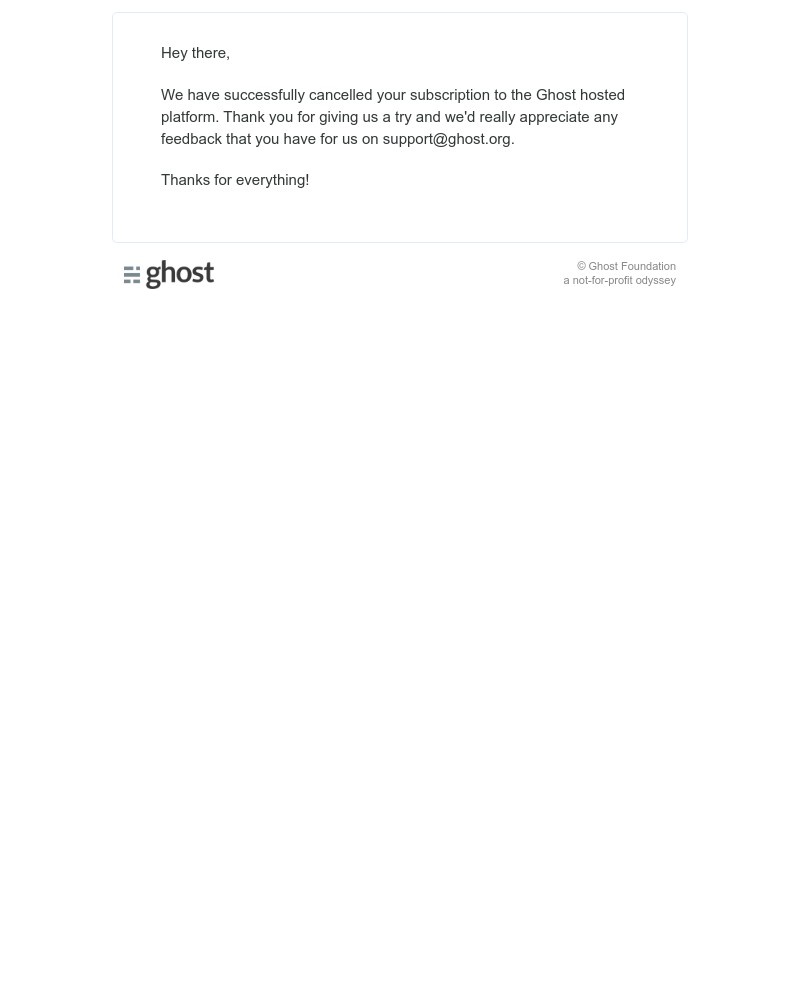 Cancelling your subscription on Ghost video screenshot
