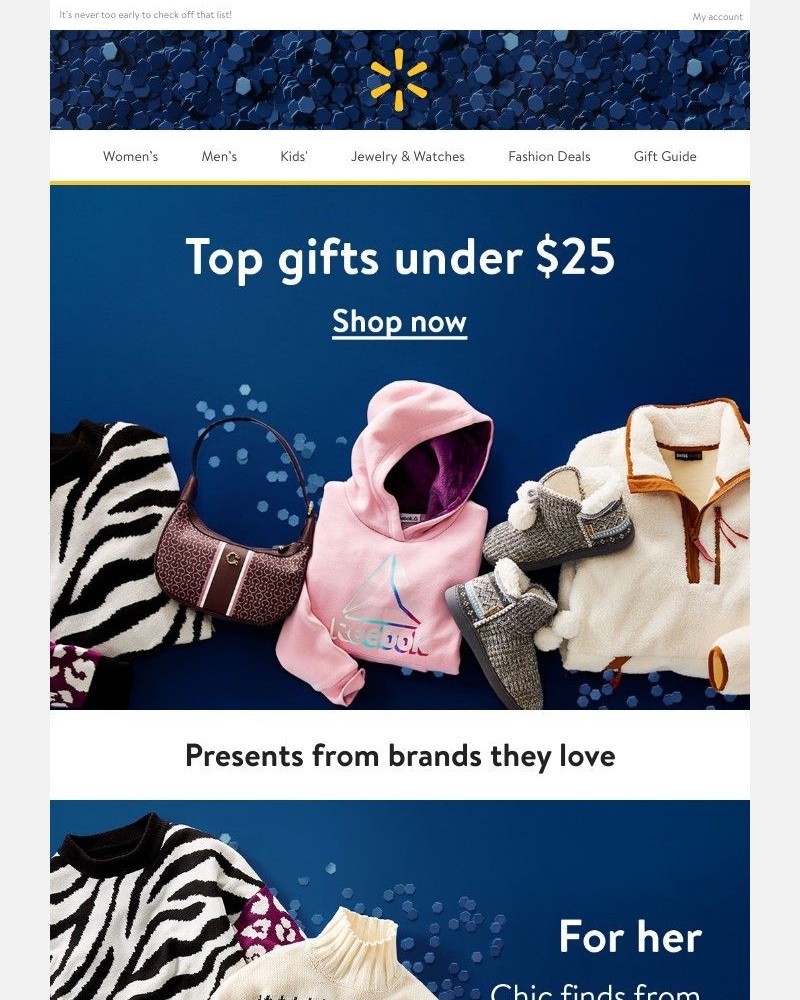 Walmart - Gifts under $25 from Champion, Reebok, & more