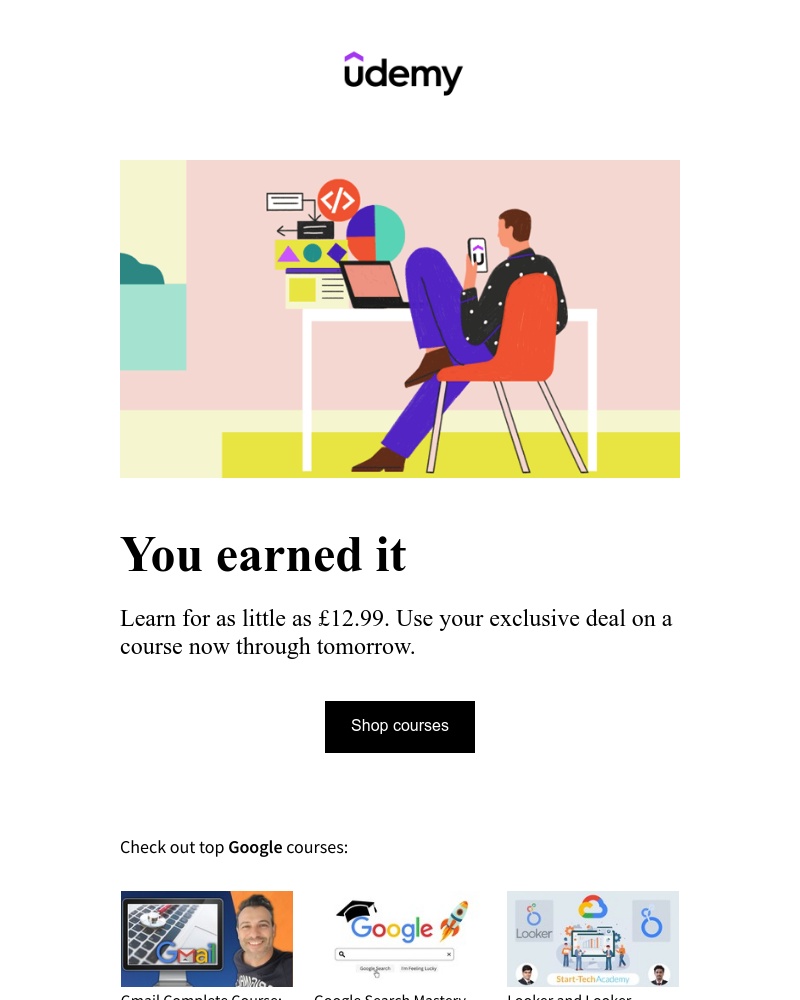 Udemy - Good work learning! Access your exclusive deal on courses now and keep up the good work 🎉
