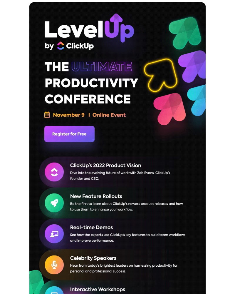 ClickUp - Got plans Nov 9th?