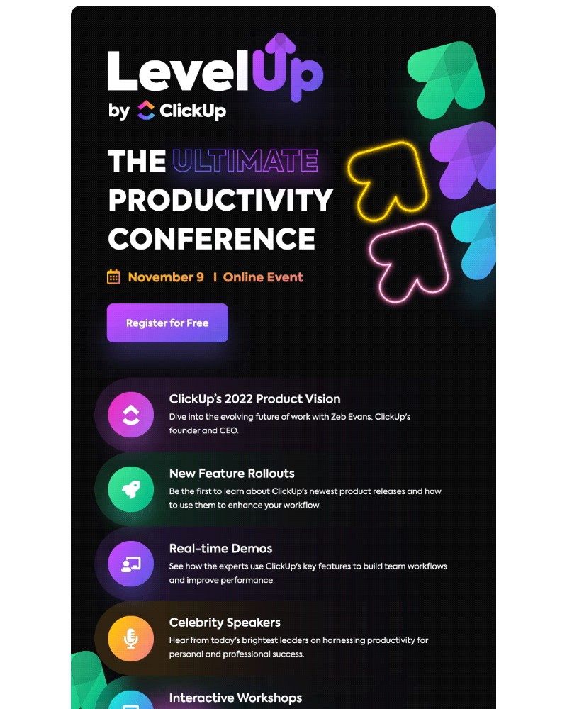 ClickUp - Got plans Nov 9th?