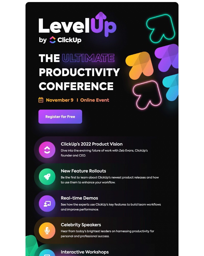 ClickUp - Got plans Nov 9th?