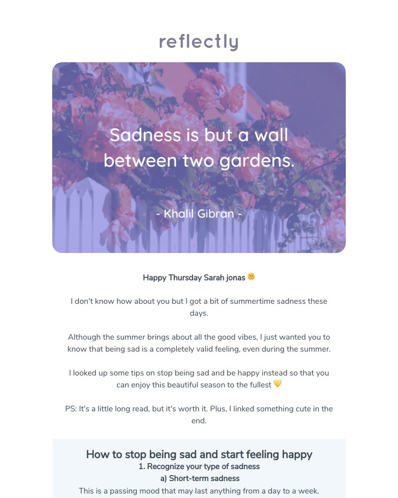 Reflectly - Got the summertime sadness? 😞