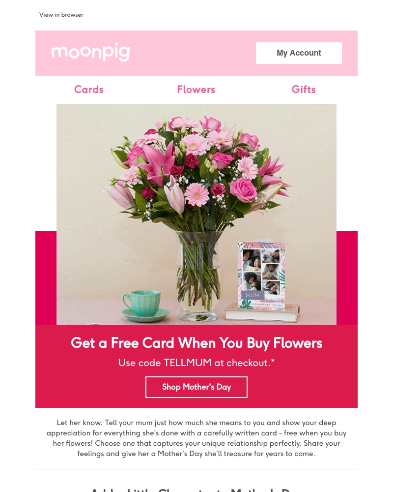 Moonpig - Grab a FREE card when you surprise mum with flowers!