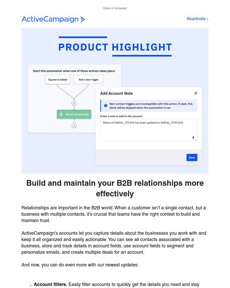 - Grow Your B2B business with new account updates