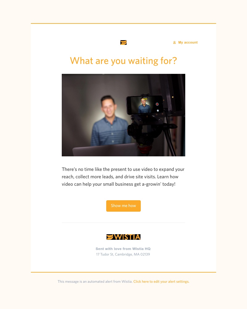 Onboarding on Wistia video screenshot