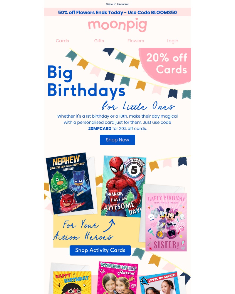 Moonpig - (guess what)...20% off cards! 🕺💫