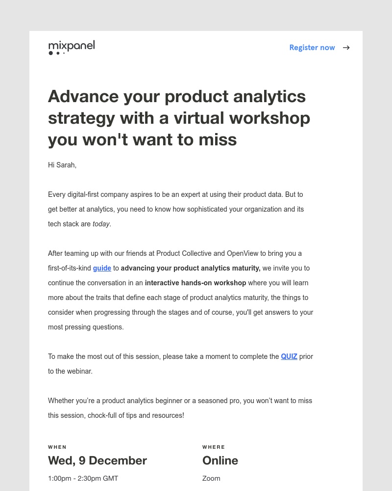 Mixpanel - Hands-on workshop Dec. 9: Advance your product analytics strategy – Save your free seat today!