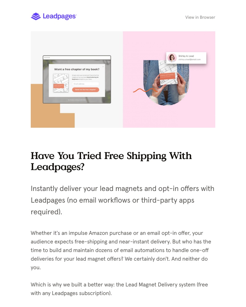 Leadpages - Have you tried free shipping with Leadpages?