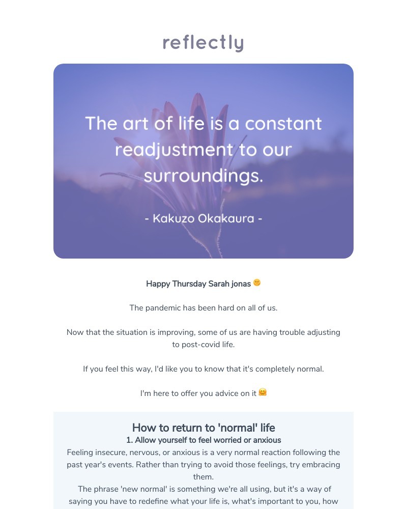 Reflectly - Having trouble adjusting to the 'new normal'?