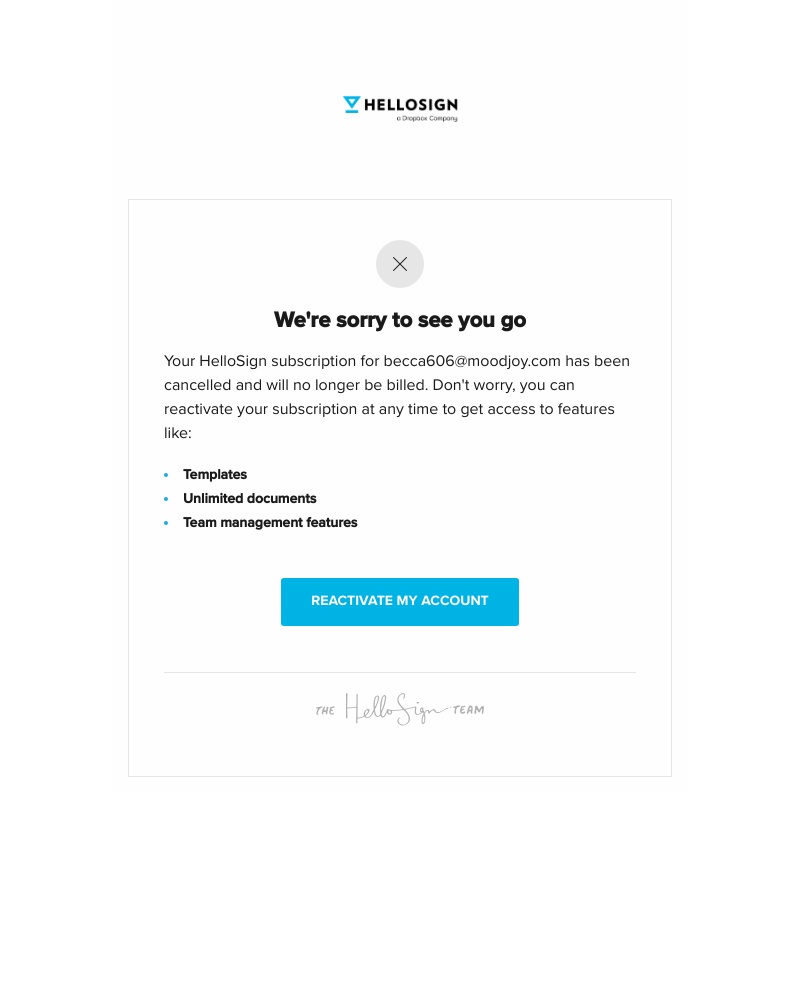 Cancelling your subscription on HelloSign video screenshot