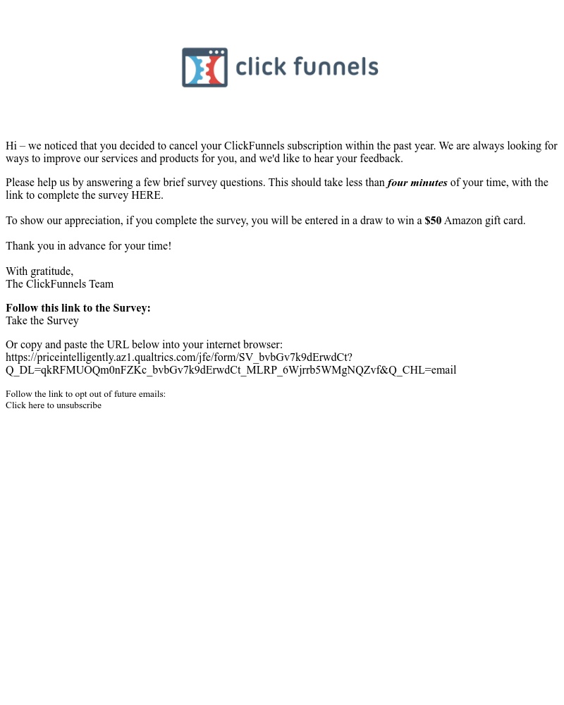 ClickFunnels - Help Shape the Future of ClickFunnels and be Entered to Win $50