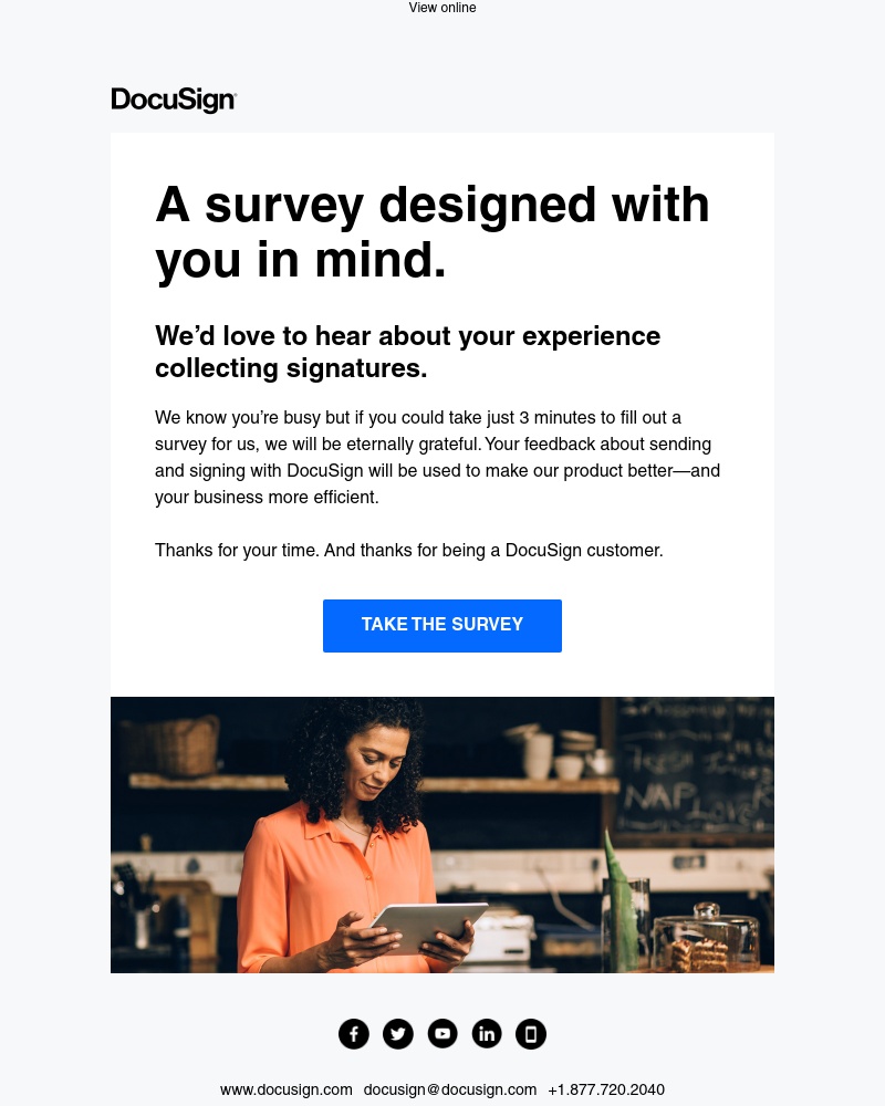 DocuSign - Help us help you by taking a short survey