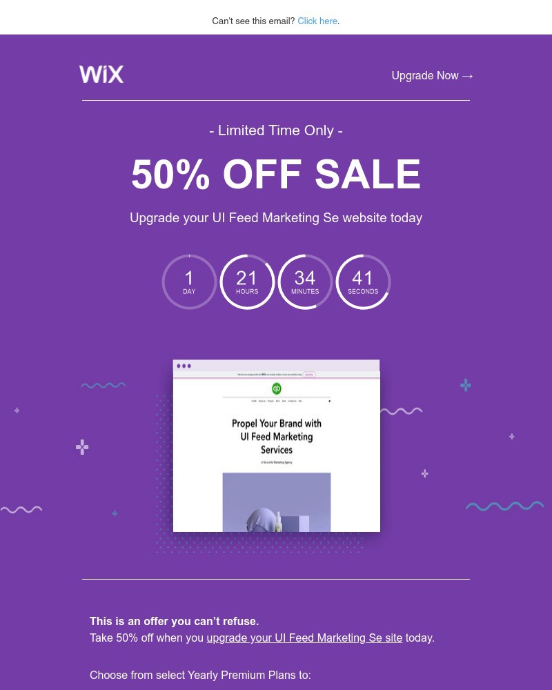 Wix - Here’s 50% OFF: Upgrade UI Feed Marketing Se to a Premium plan
