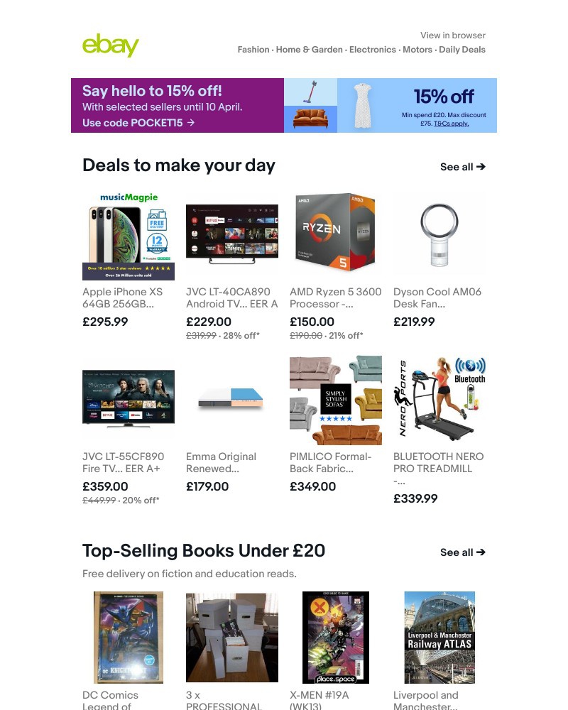 eBay - Here's a 15% coupon.