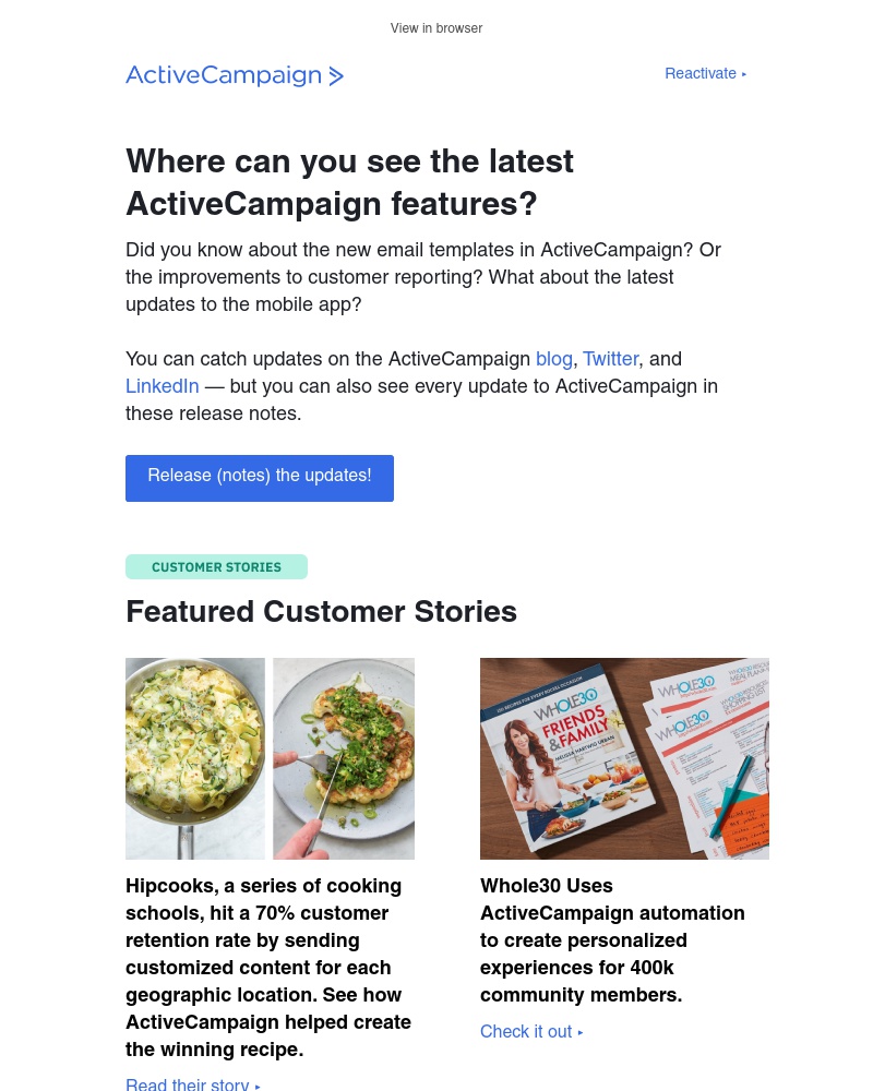- Here’s how to see the latest ActiveCampaign features