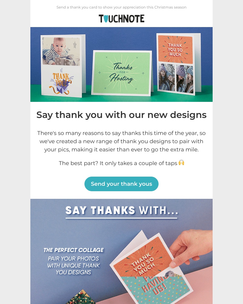 TouchNote - Hey Sarah, have you seen our new thank you designs? 😊