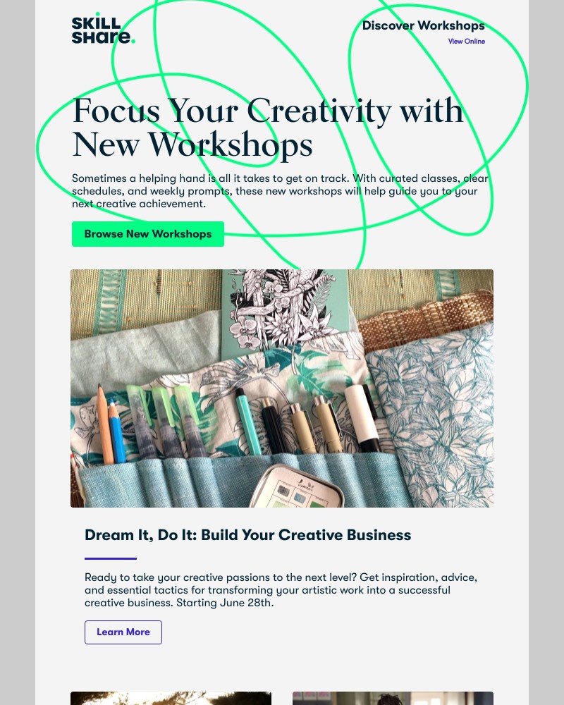 Skillshare - Hey Sarah, New Workshops Launch Soon