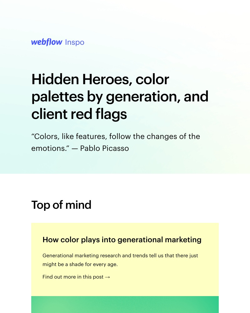 Webflow - Hidden Heroes, color palettes by generation, and client red flags 🚩
