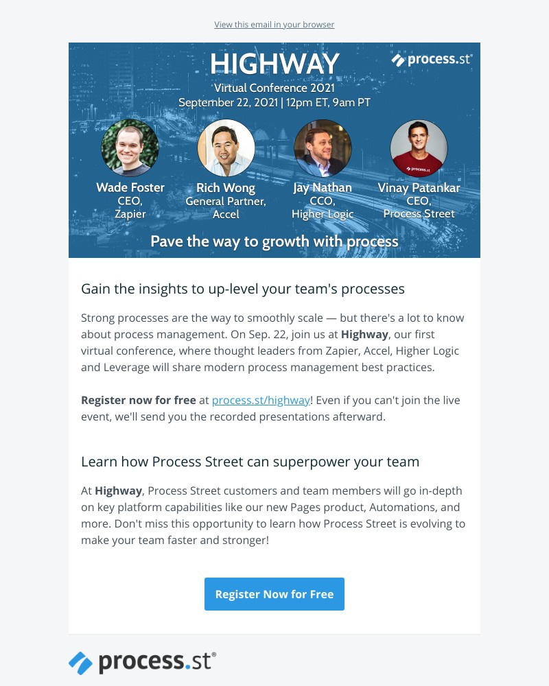 Process Street - Highway 2021: Sep 22 ⏳ Don't Miss Out on Zapier & Accel's Expertise!