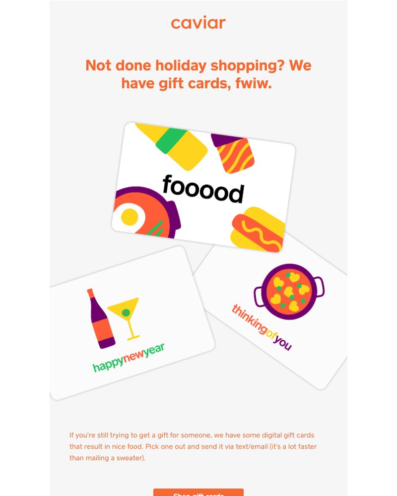  - Holiday gift idea: food $