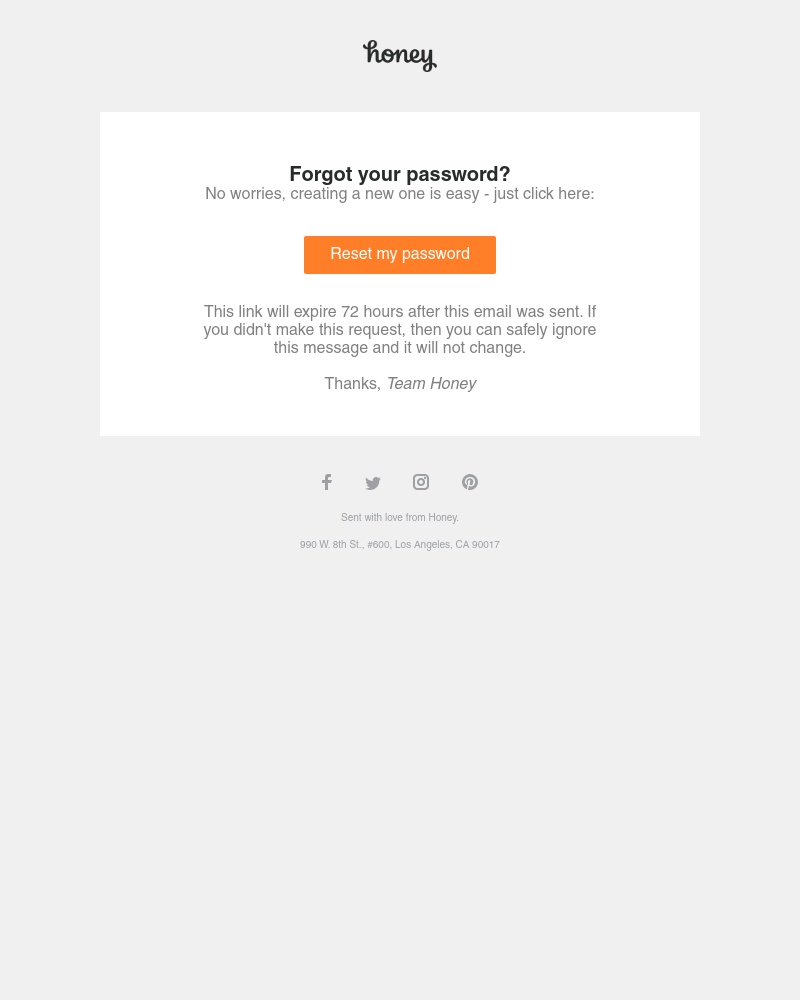Honey - Honey Password Reset - Support Code (SPcw)