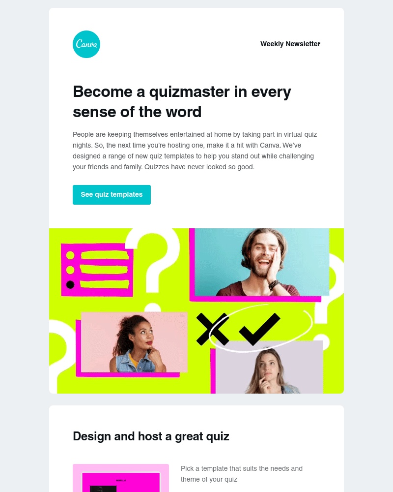 Canva - Hosting a virtual quiz? Say no more.