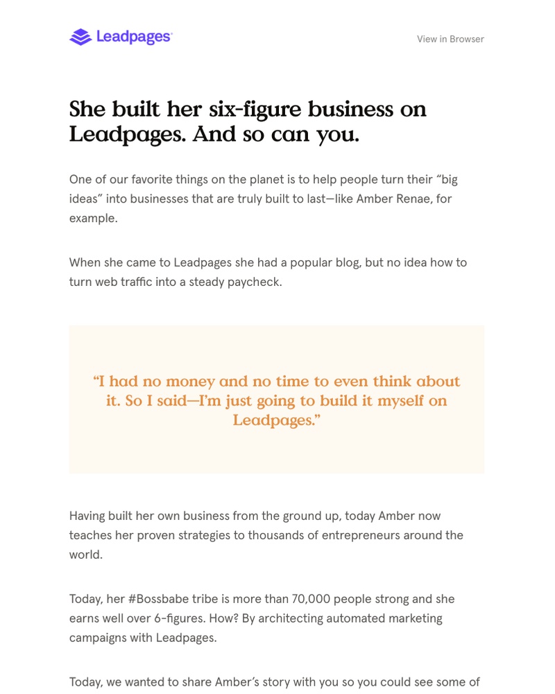 Leadpages - How Amber made Leadpages her launch pad