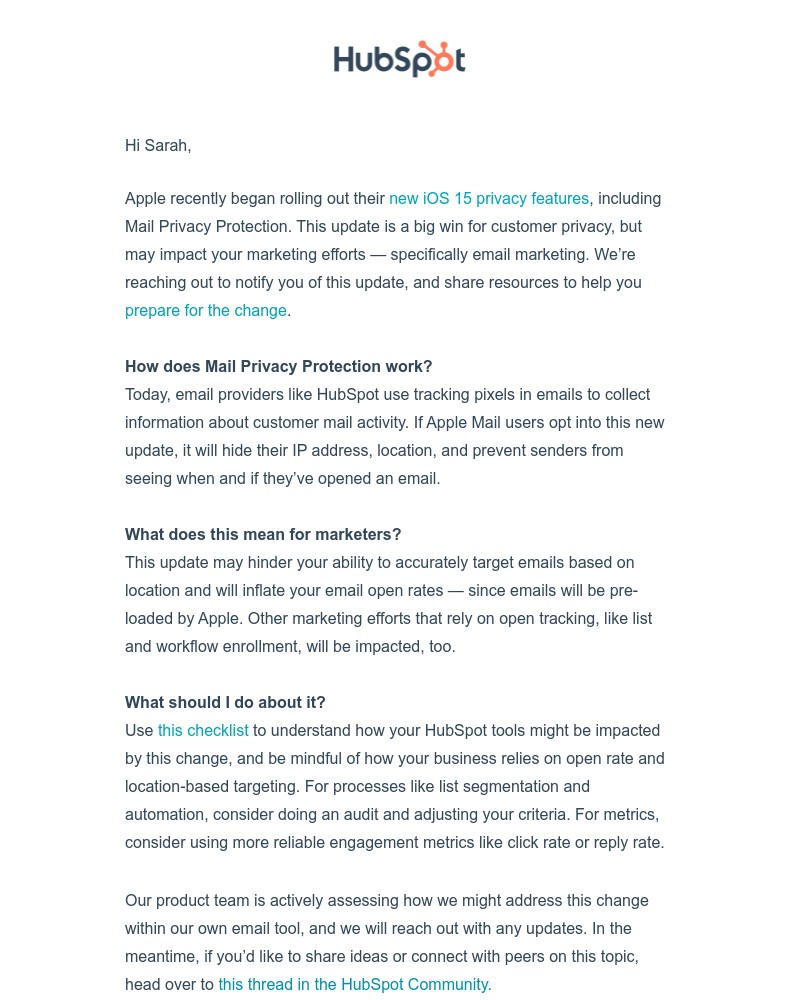 HubSpot CRM - How Apple’s new privacy update may impact your marketing efforts in HubSpot