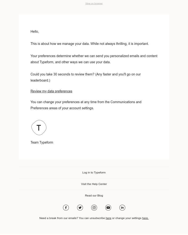 Typeform - How can we use your data? Review your preferences